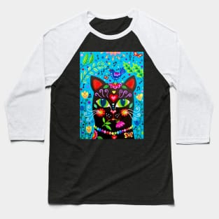 Black Cat in the Garden Baseball T-Shirt